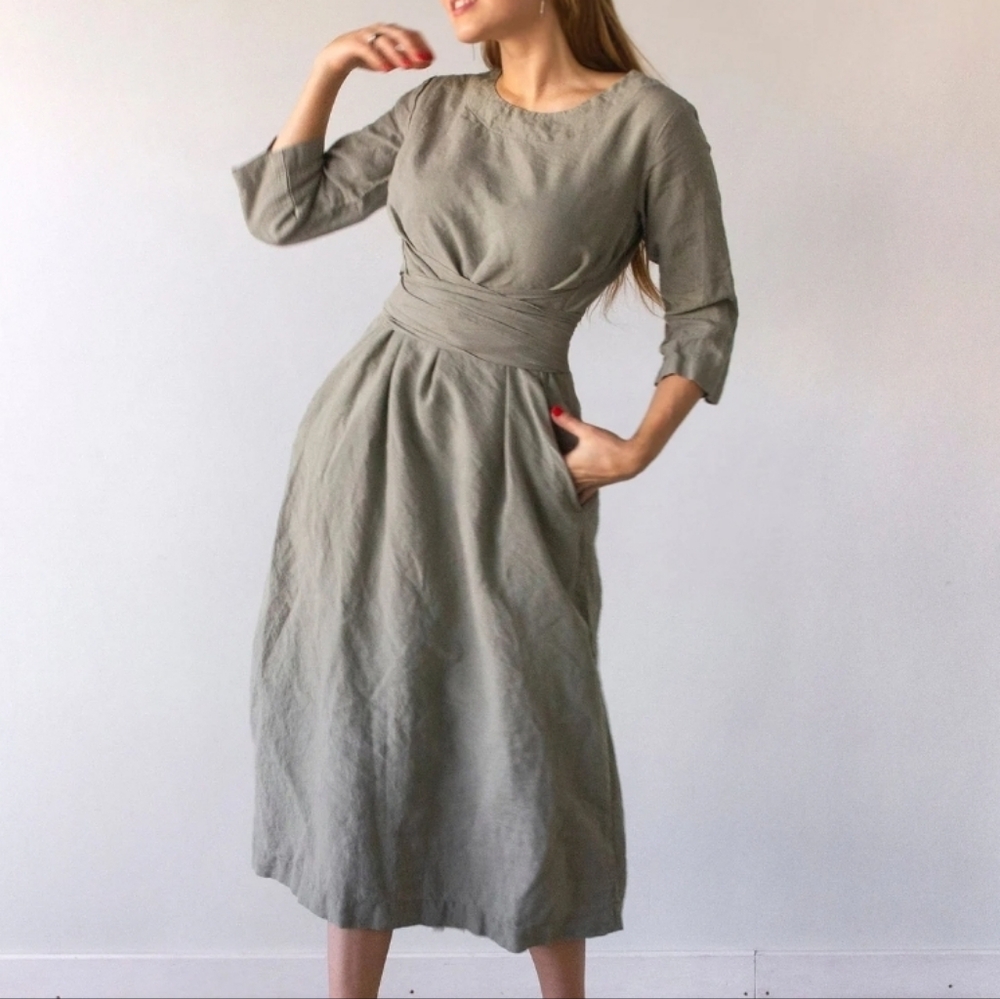 Italian OEKO-Tex® certified Linen Wrap Dress